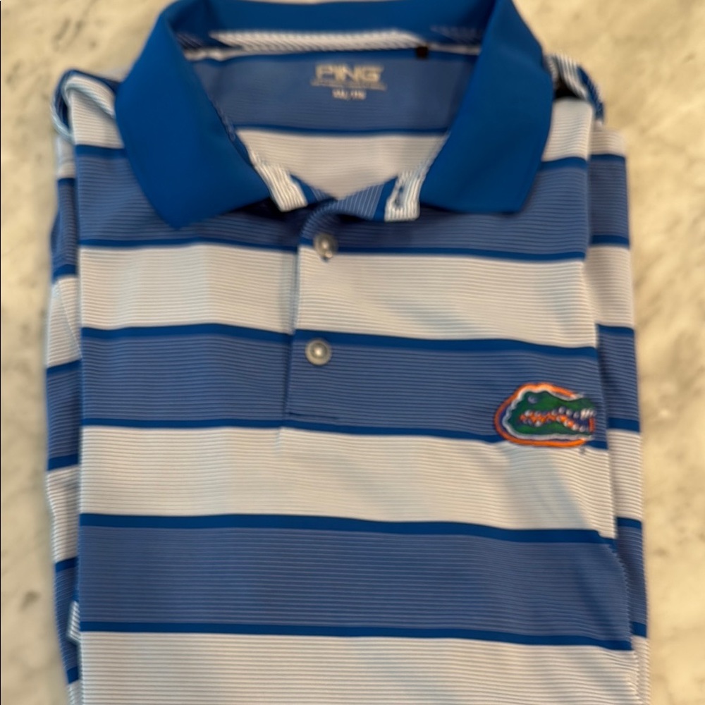 Men’s Ping Blue Striped FLORIDA GATOR Polo Shirt